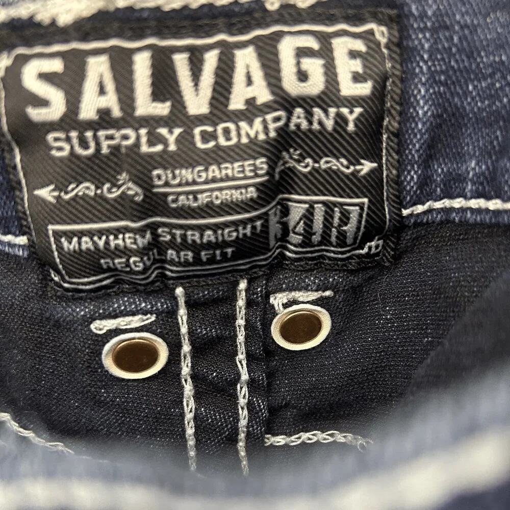 Buckle salvage supply co mayhem straight stretch denim dungarees jeans womens 34 - Picture 6 of 6